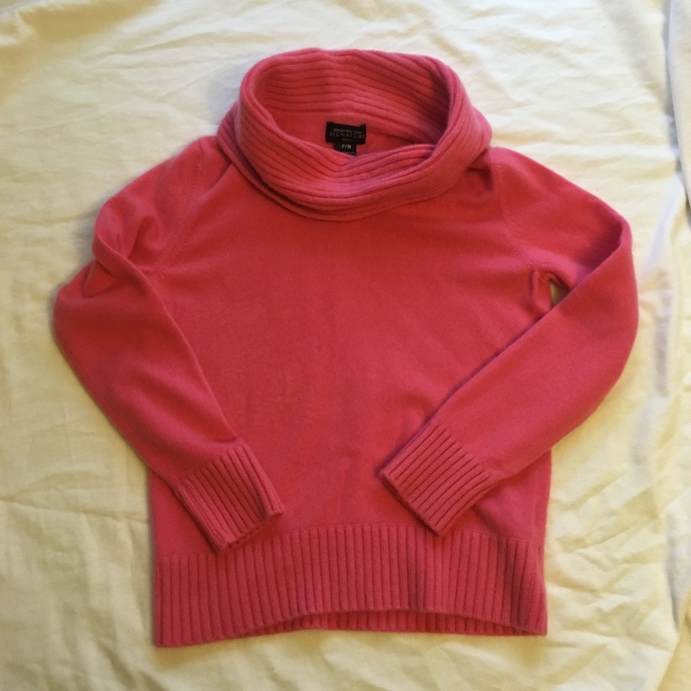 100% Cashmere Chunky Pink Turtleneck Jones NY PM